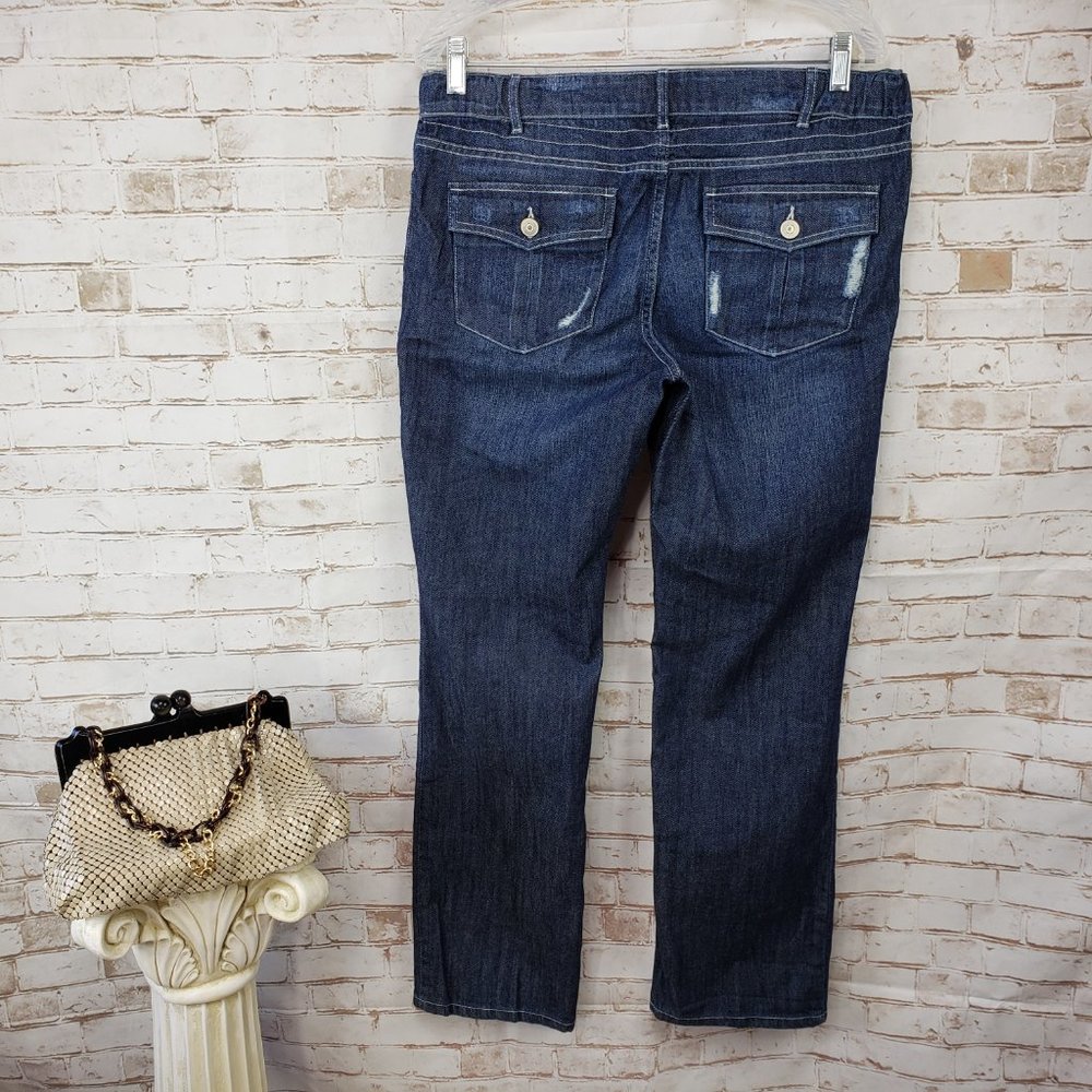 NWT Liz Lange Maternity Target Size 8 Jeans Under Belly Distressed Straight Leg - Picture 4 of 10
